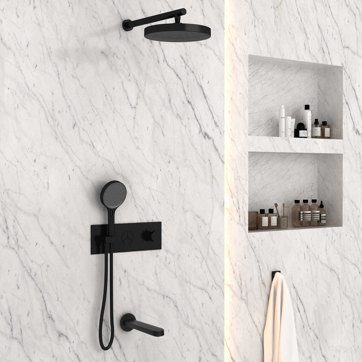 Душевой комплект Vincea Inspire VSFW-432TI3MB, встраиваемый, цвет матовый черный - фото 1