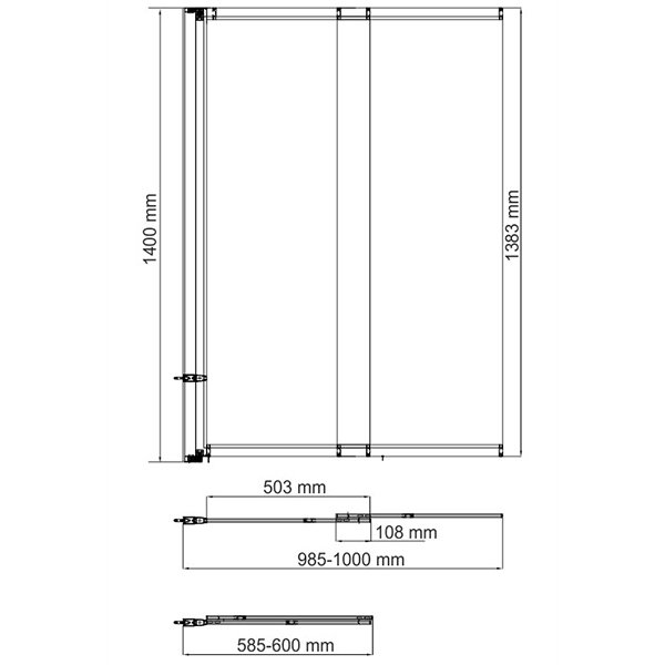 Шторка на ванну WasserKRAFT Dill WasserSchutz 61S02-100WS 100x140, стекло прозрачное, профиль черный - фото 1