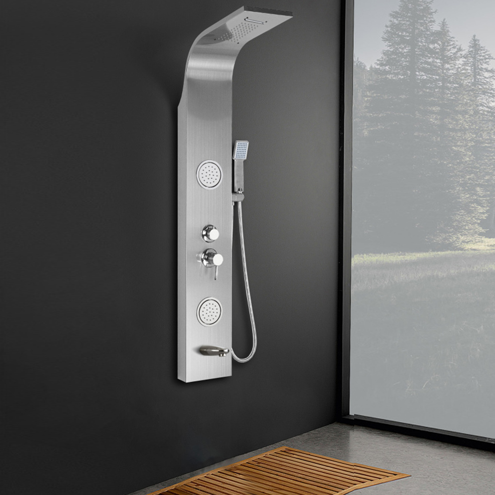 Душевая панель CeruttiSPA Twin BR CT9988, с гидромассажем, цвет матовая нержавеющая сталь - фото 1