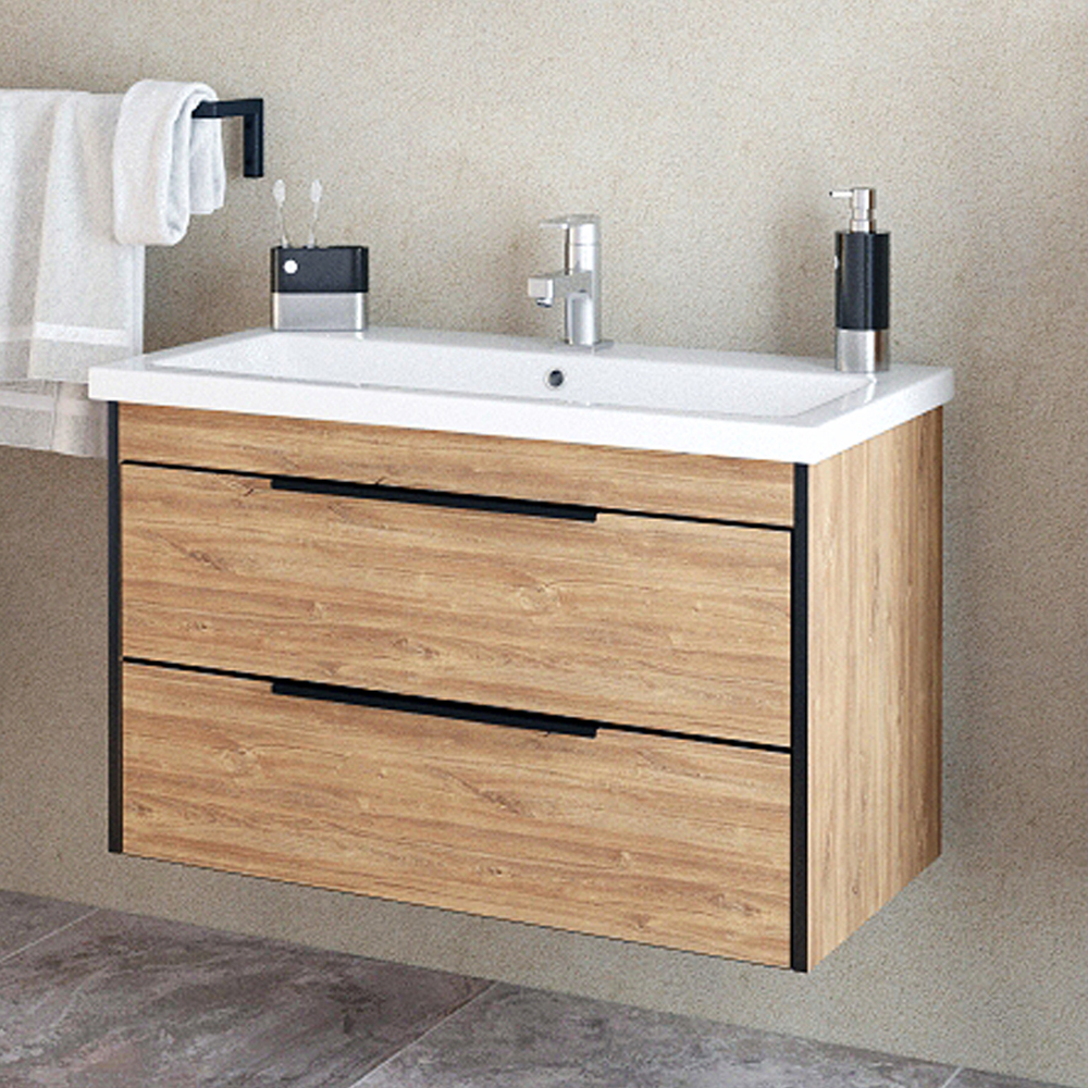 Мебель для ванной Corozo Форест 80, подвесная/напольная, цвет дуб канзас коричневый - фото 1