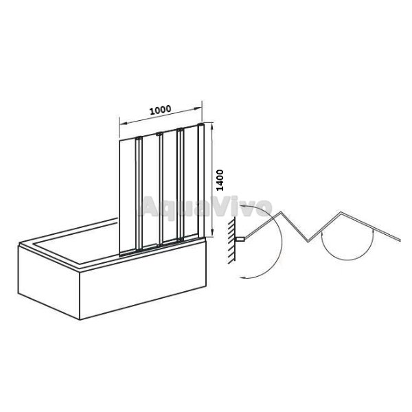 Шторка на ванну Good Door Screen GR4-100-G-WE 100x140, стекло грейп, профиль белый - фото 1