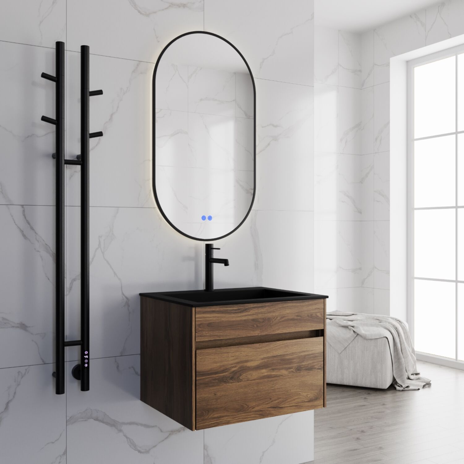 Полотенцесушитель Vincea VTD-1D2BE 25х130 электрический, цвет черный - фото 1