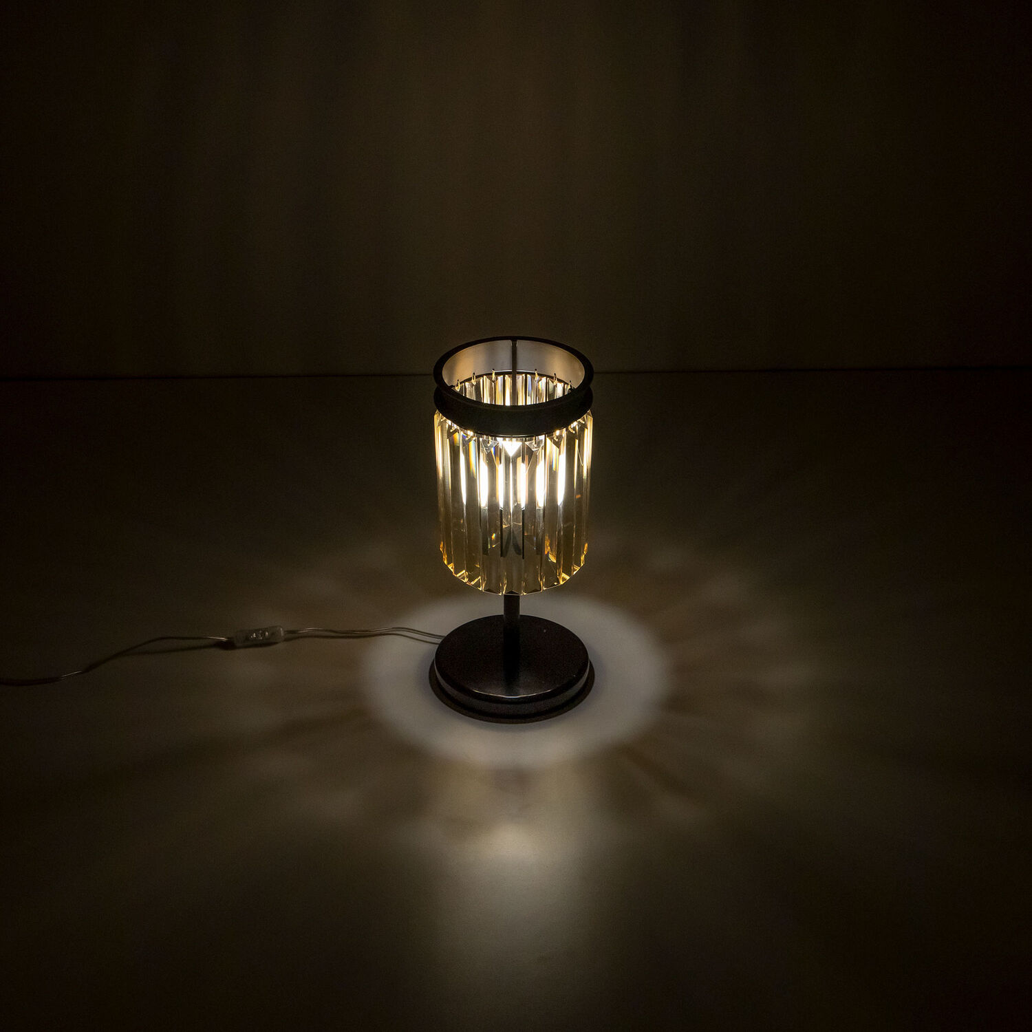 Настольный светильник Citilux Мартин CL332812, арматура коричневая, плафоны хрусталь шампань - фото 1