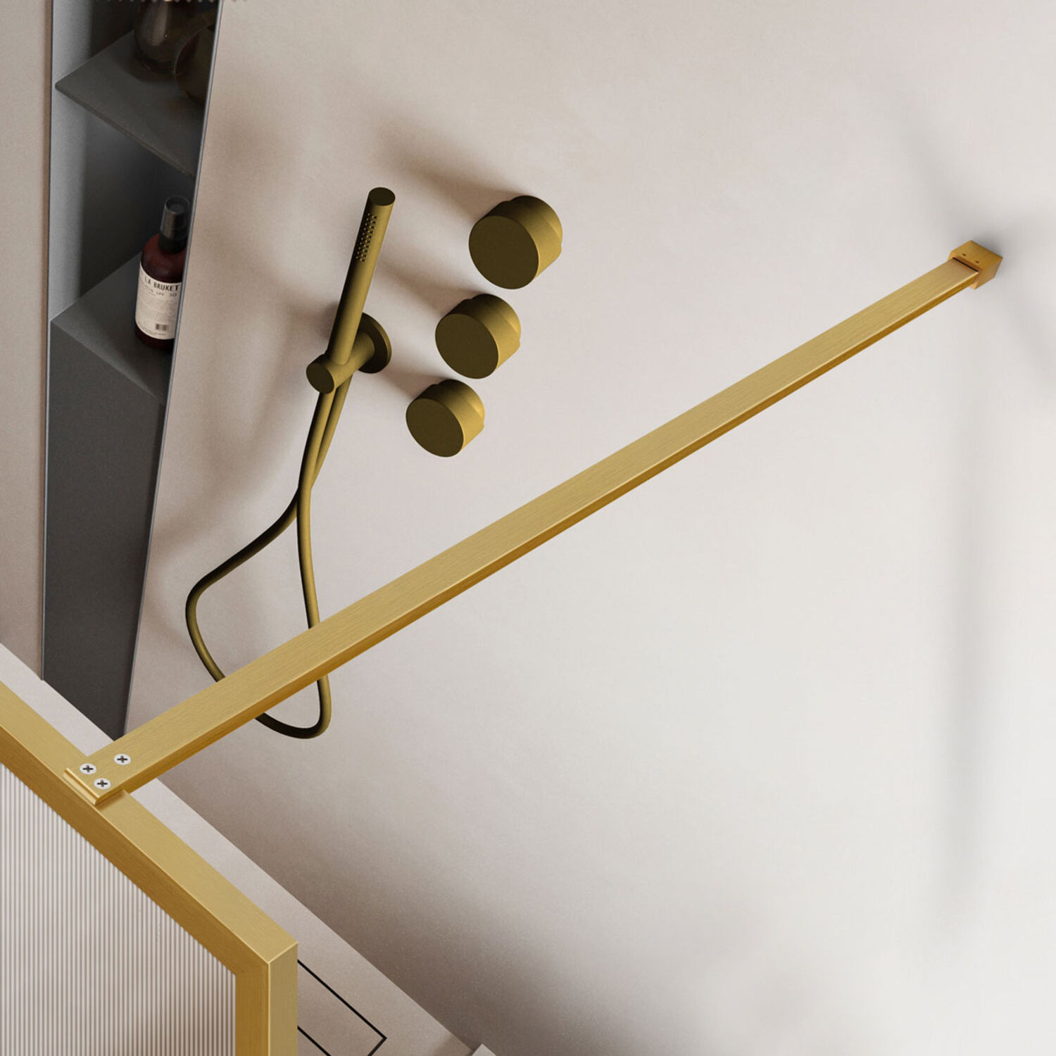 Душевая перегородка Vincea Walk-In VSW-1HP 120x200, стекло рифленое, профиль брашированное золото - фото 1