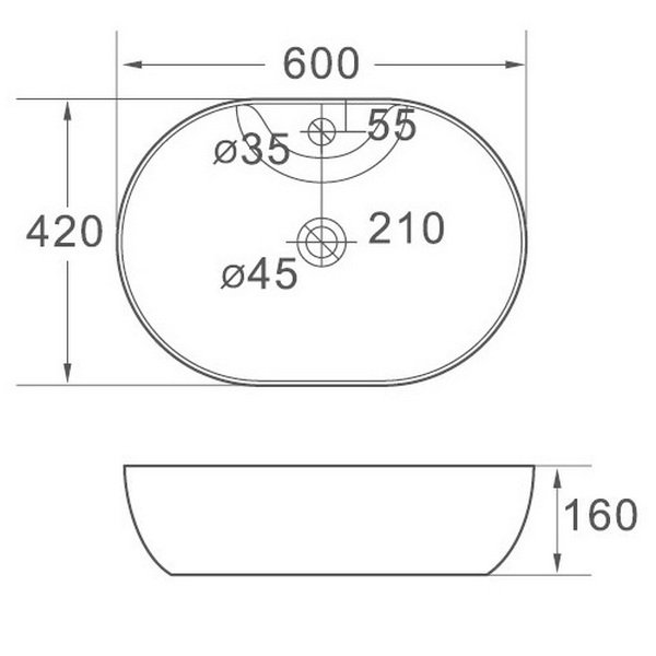 Раковина SantiLine SL-1023 накладная, 60x42 см, цвет белый - фото 1