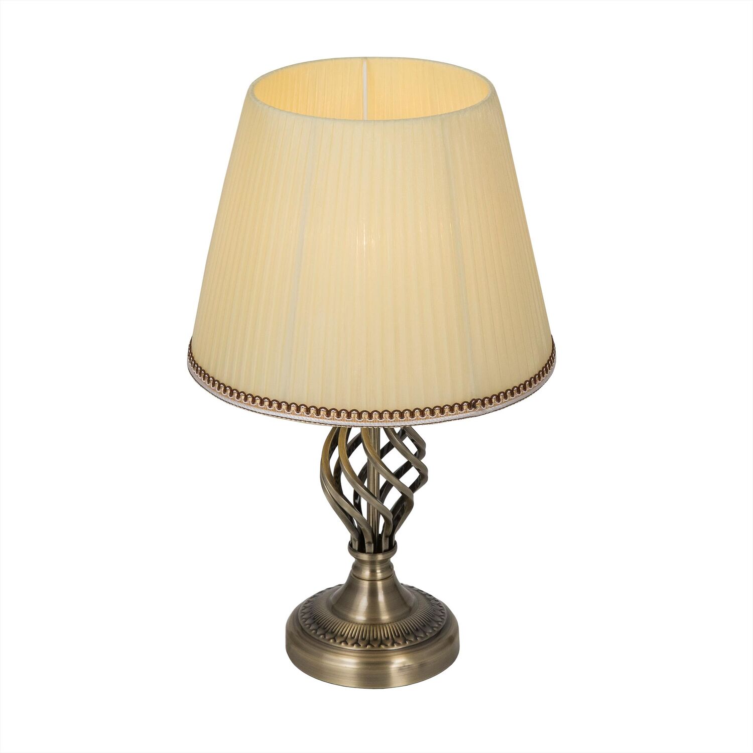 Настольный светильник Citilux Вена CL402833, арматура бронза, плафоны текстиль бежевый / золото