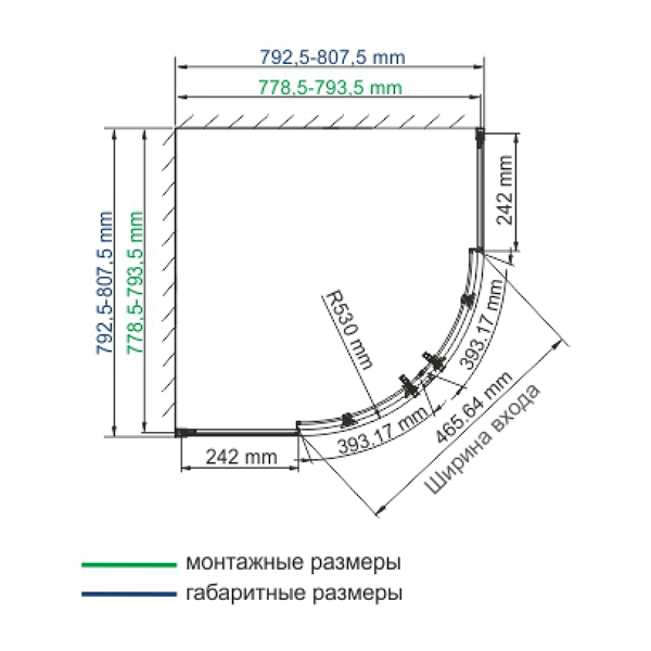 Душевой уголок WasserKRAFT Lippe 45S00 80х80, стекло прозрачное, профиль серебристый