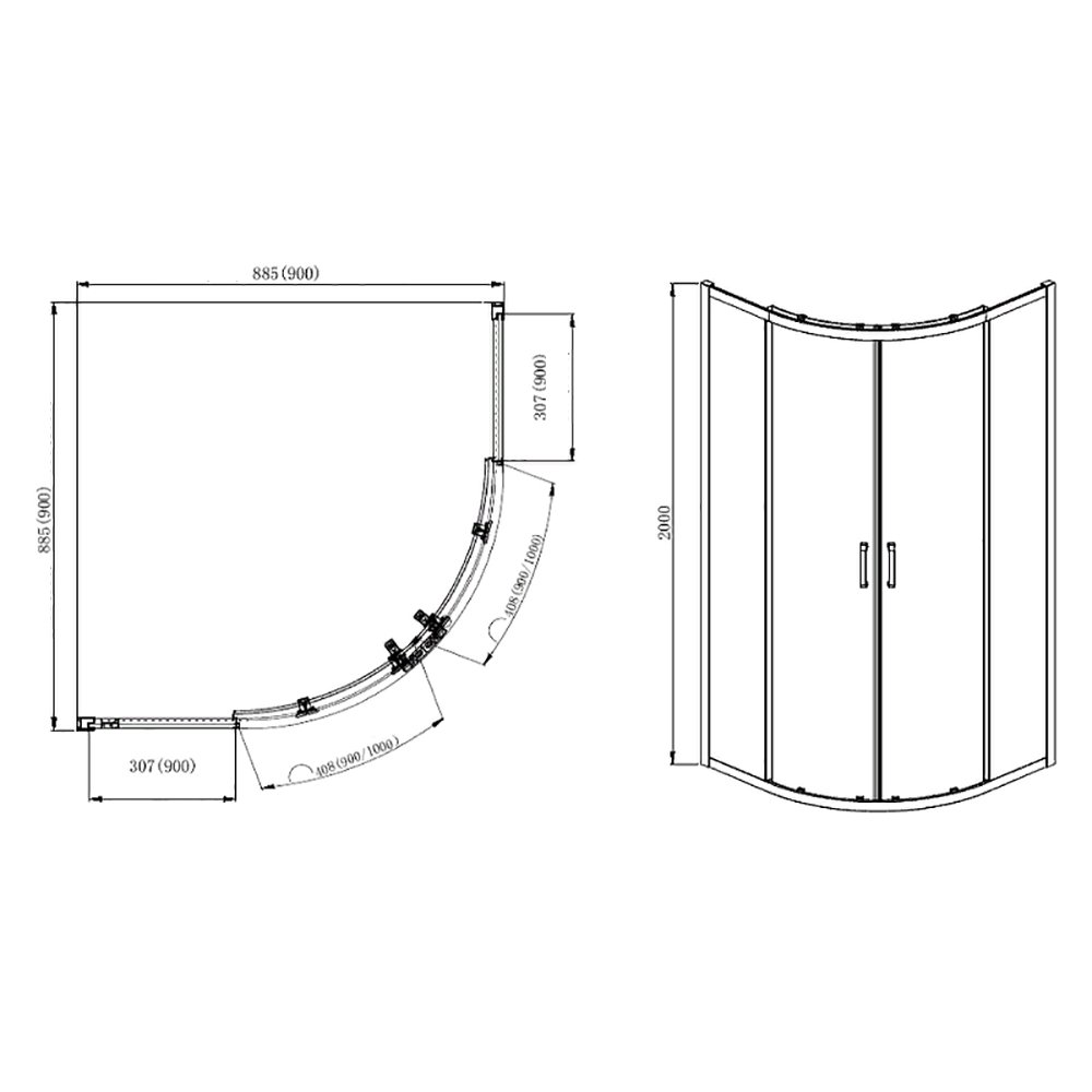 Душевой уголок Акватек Ария AQ ARI RO 09020BL 90x90, стекло прозрачное, профиль черный - фото 1