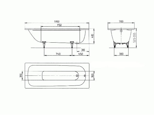 Ванна Kaldewei Saniform Plus 363-1 стальная 170х70 c покрытием Perl-Effekt