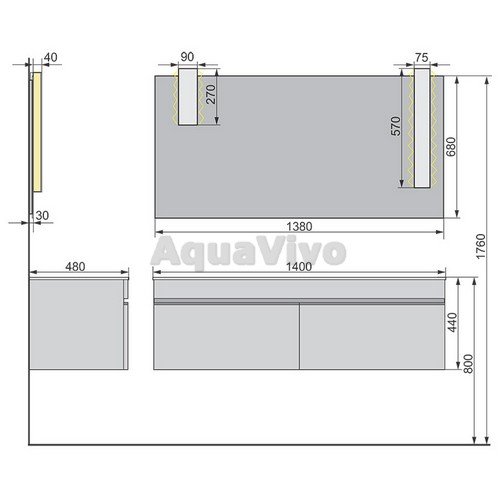 Мебель для ванной Velvex Pulsus 140, цвет дуб