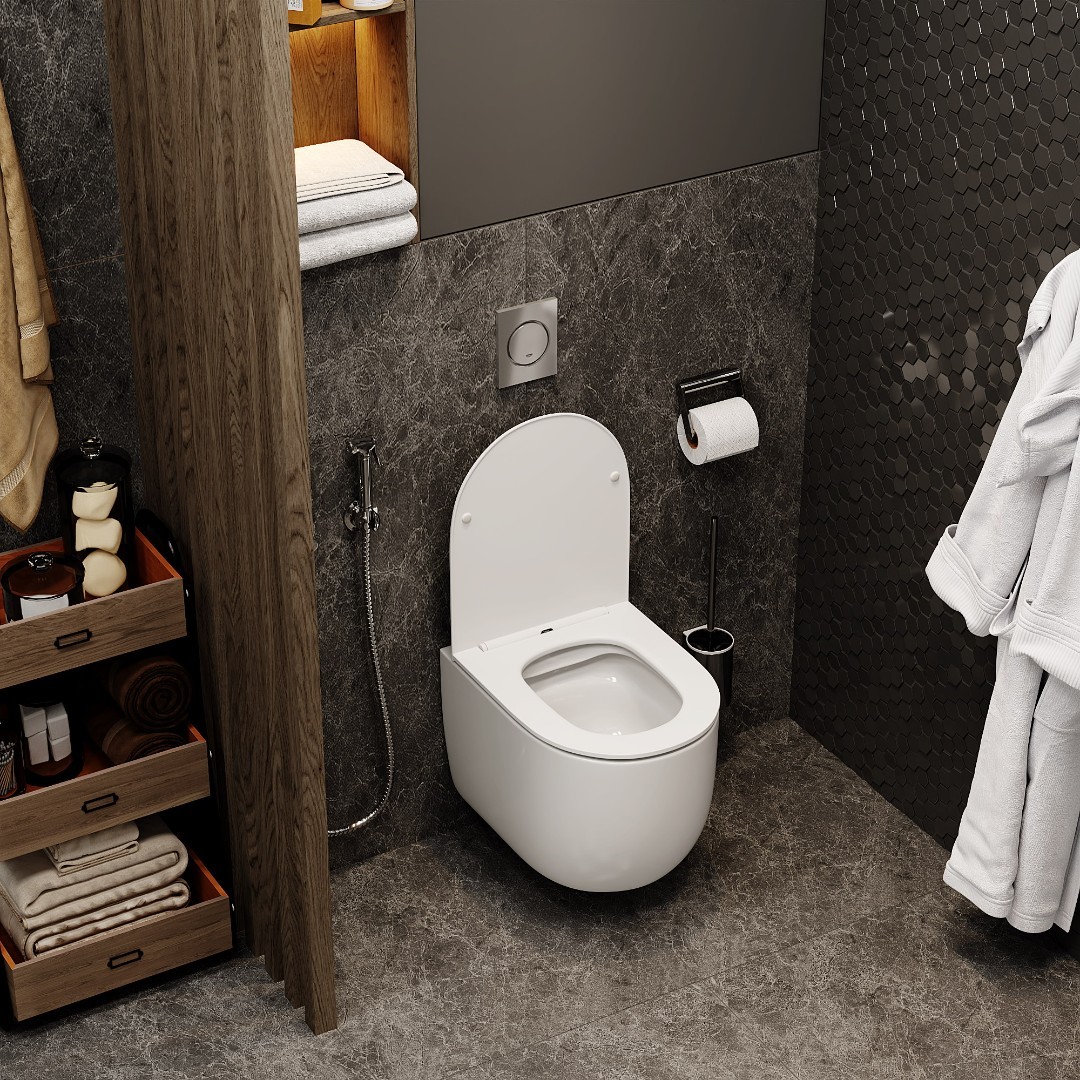 Унитаз CeruttiSPA Oglio Aria MW CT9237 подвесной, безободковый, с сиденьем микролифт, цвет белый матовый - фото 1