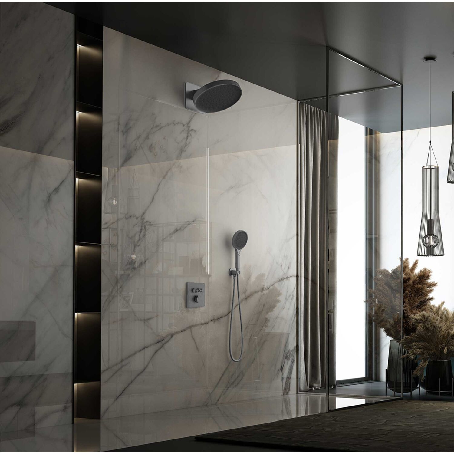 Душевой комплект Vincea Inspire VSFW-3I21MT3GM, встраиваемый, цвет вороненая сталь - фото 1