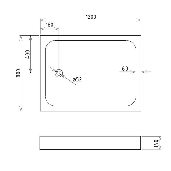 Поддон для душа Gemy ST13T 120x80, акриловый, цвет белый - фото 1