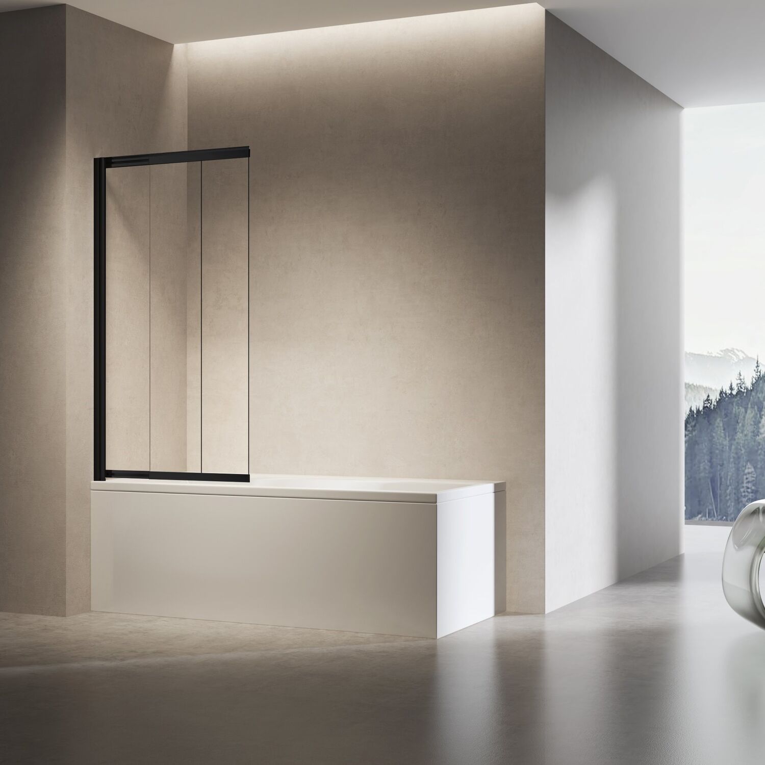 Шторка на ванну Vincea VSB-6E 90x140, стекло прозрачное, профиль черный