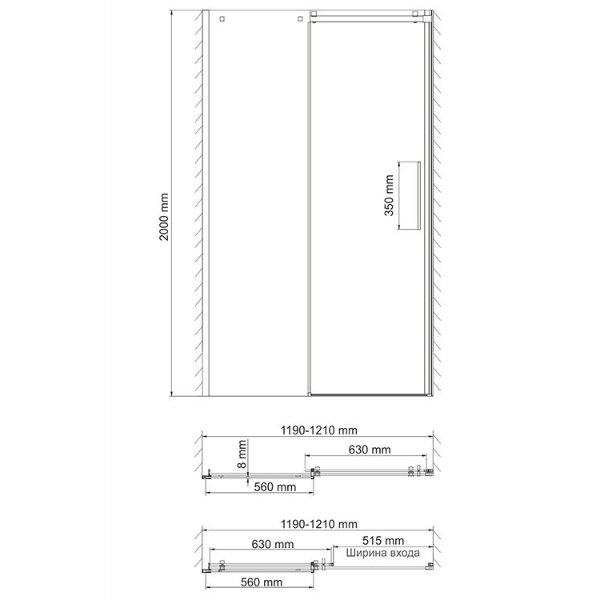 Душевая дверь WasserKRAFT Alme WasserSchutz 15R05 120x200, стекло прозрачное, профиль серебристый