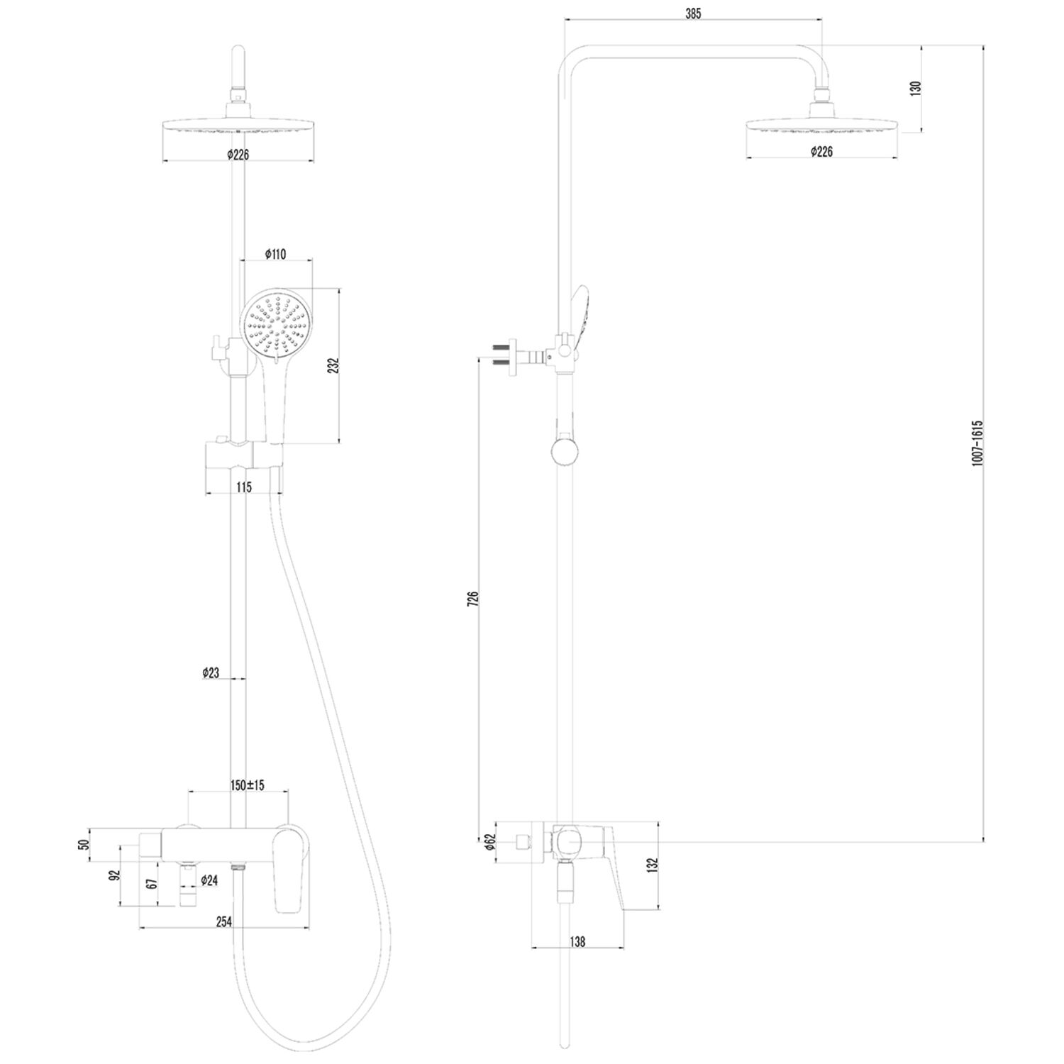 Душевая стойка Lemark Bronx LM3762MW, с верхним душем, смесителем, цвет белый матовый - фото 1