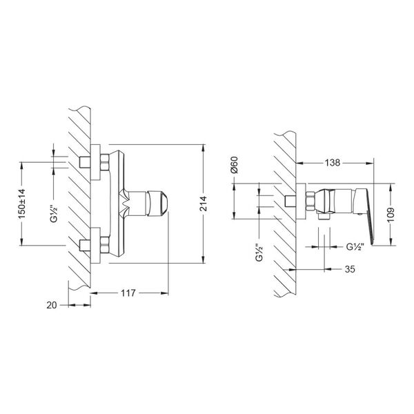 Смеситель Lemark Point LM0303C для душа, цвет хром - фото 1