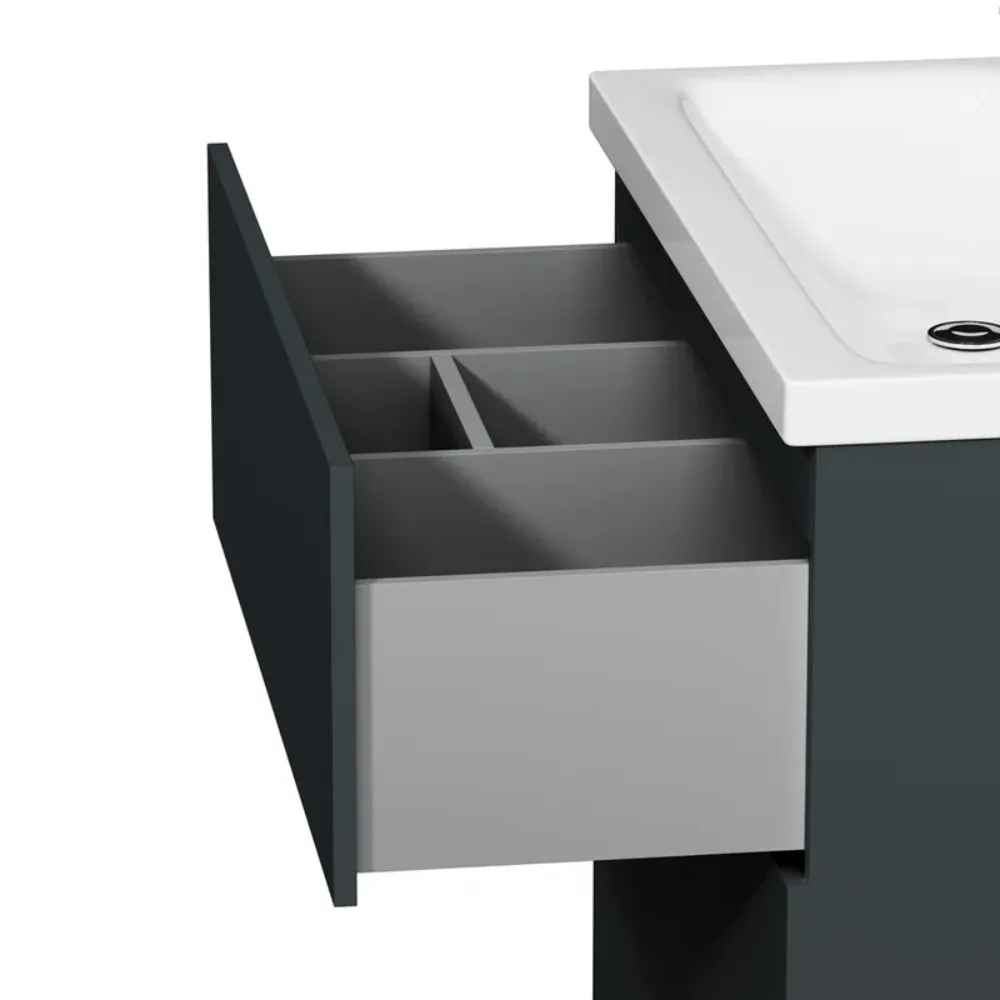 Тумба под раковину AM.PM Gem 75 напольная, 2 ящика, цвет графит матовый - фото 1