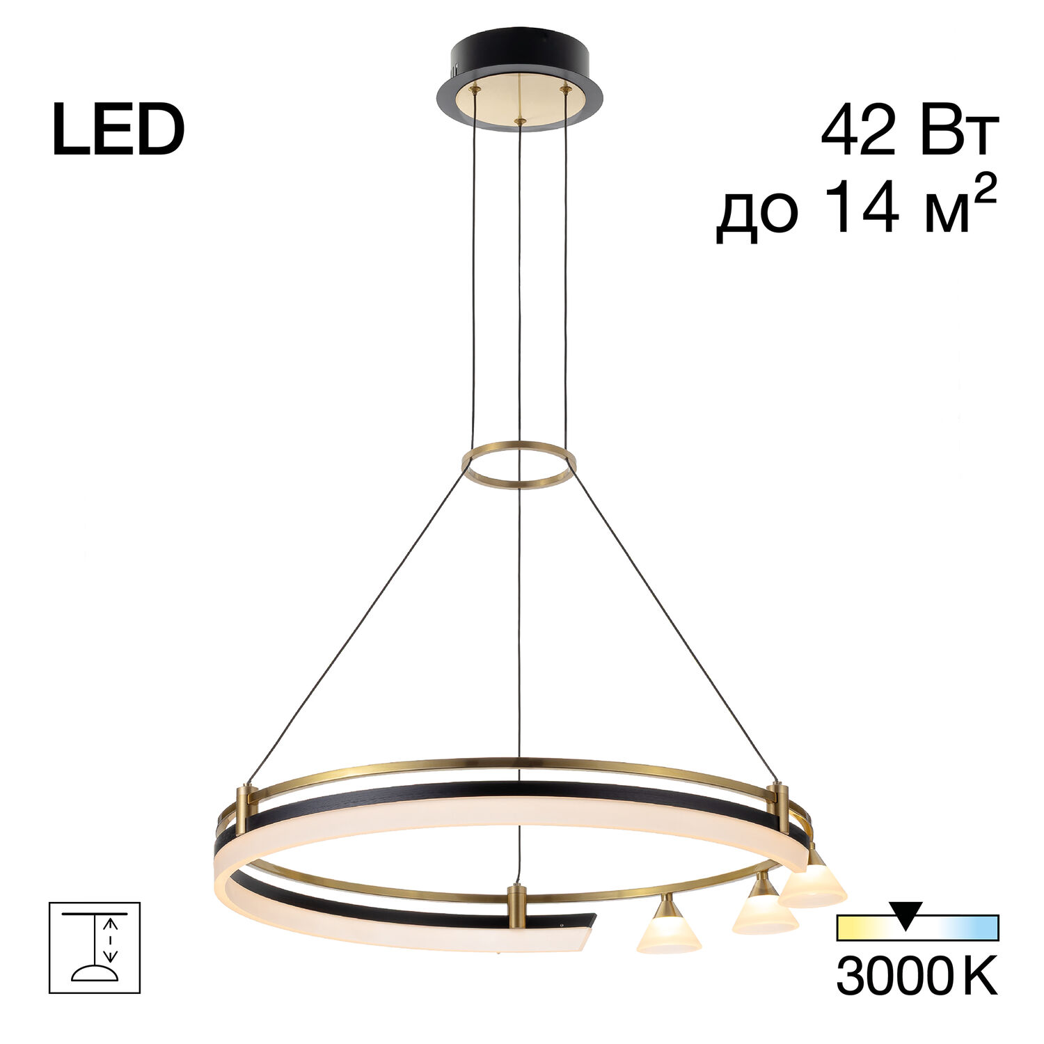 Подвесная люстра Citilux Helly CL211062, арматура черная / бронза, плафоны полимер белый