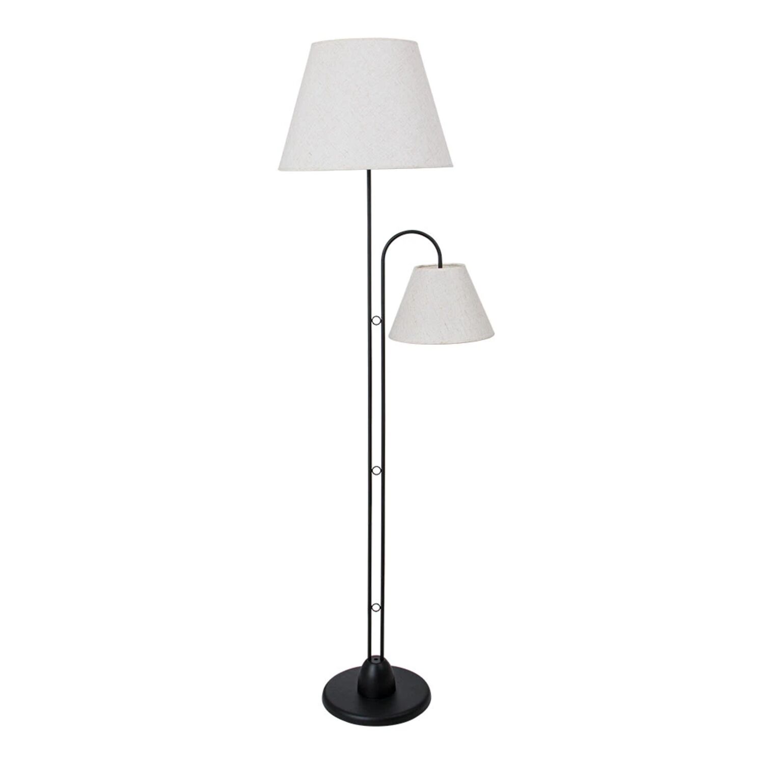 Торшер Arte Lamp Alea A5068PN-2BK, арматура черная, плафон ткань бежевая
