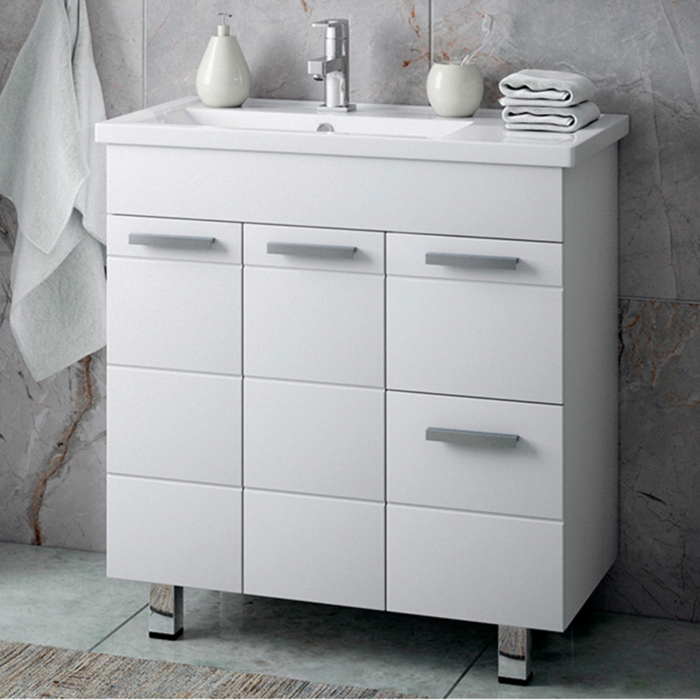 Тумба под раковину Corozo Денвер Z2 80, цвет белый