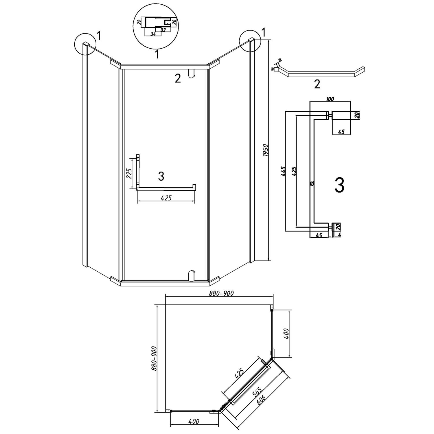 Душевой уголок Grossman Pragma 302.K33.03.9090.42.00 90х90, стекло прозрачное, профиль графит сатин - фото 1