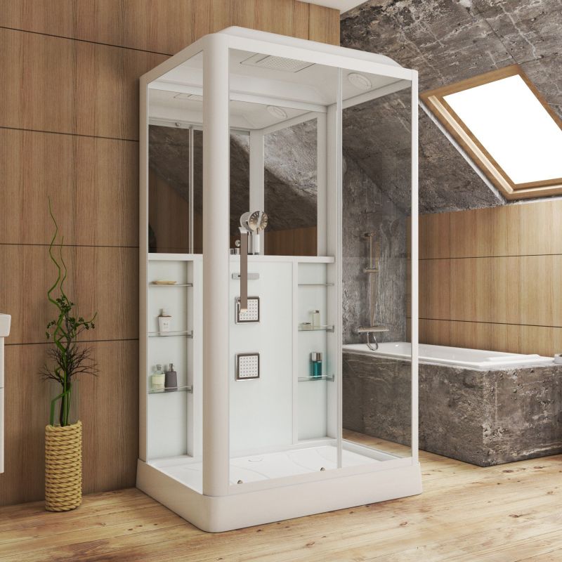 Душевая кабина Grossman GR-127R 90x120, стекло прозрачное, профиль белый, правая, с гидромассажем