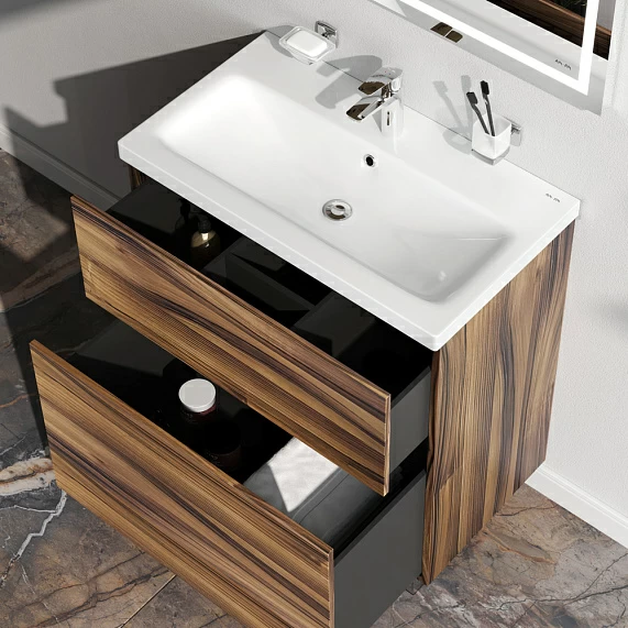 Тумба под раковину AM.PM Gem 75 напольная, 2 ящика, цвет орех - фото 1