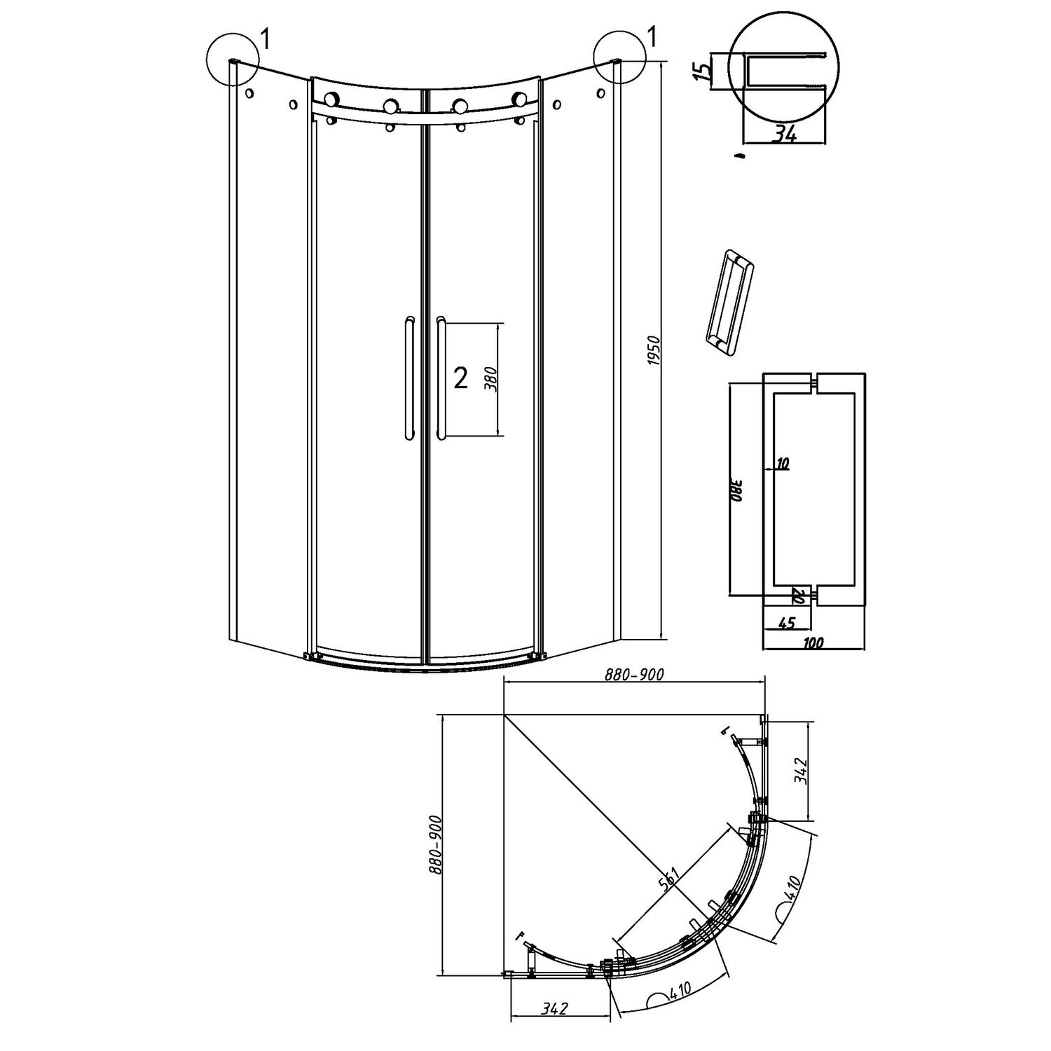 Душевой уголок Grossman Classic 301.K33.04.1010.21.10 100х100, стекло тонированное, профиль черный матовый - фото 1