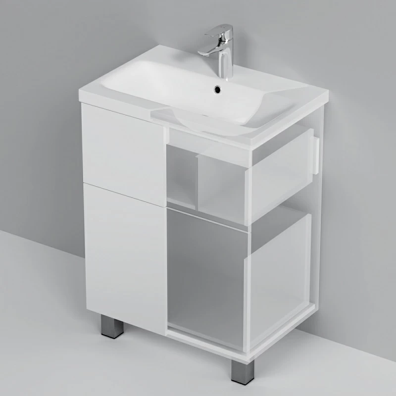 Тумба под раковину AM.PM Gem 60 напольная, 2 ящика, цвет белый глянец - фото 1