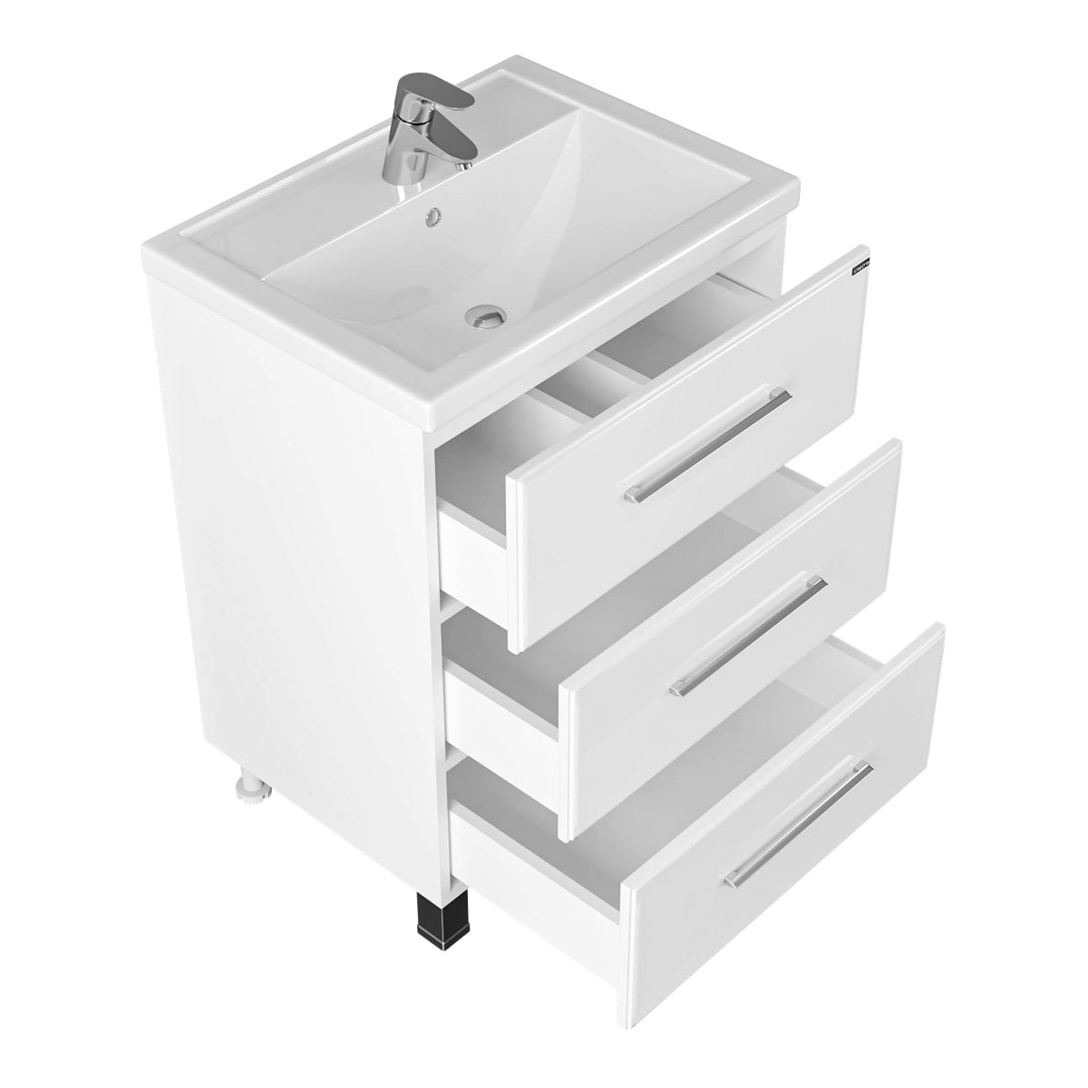 Тумба под раковину Санта Омега 60 напольная, с ящиками, цвет белый - фото 1