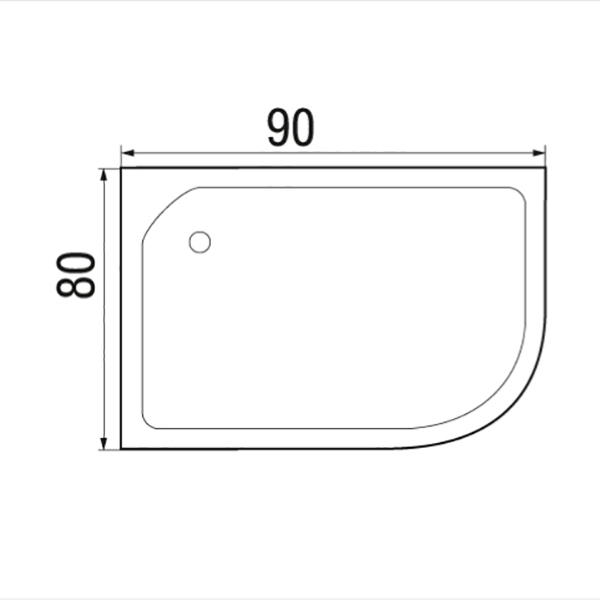 Поддон для душа Wemor 90/80/24 L 90x80, левый, ABS-пластик, цвет белый - фото 1