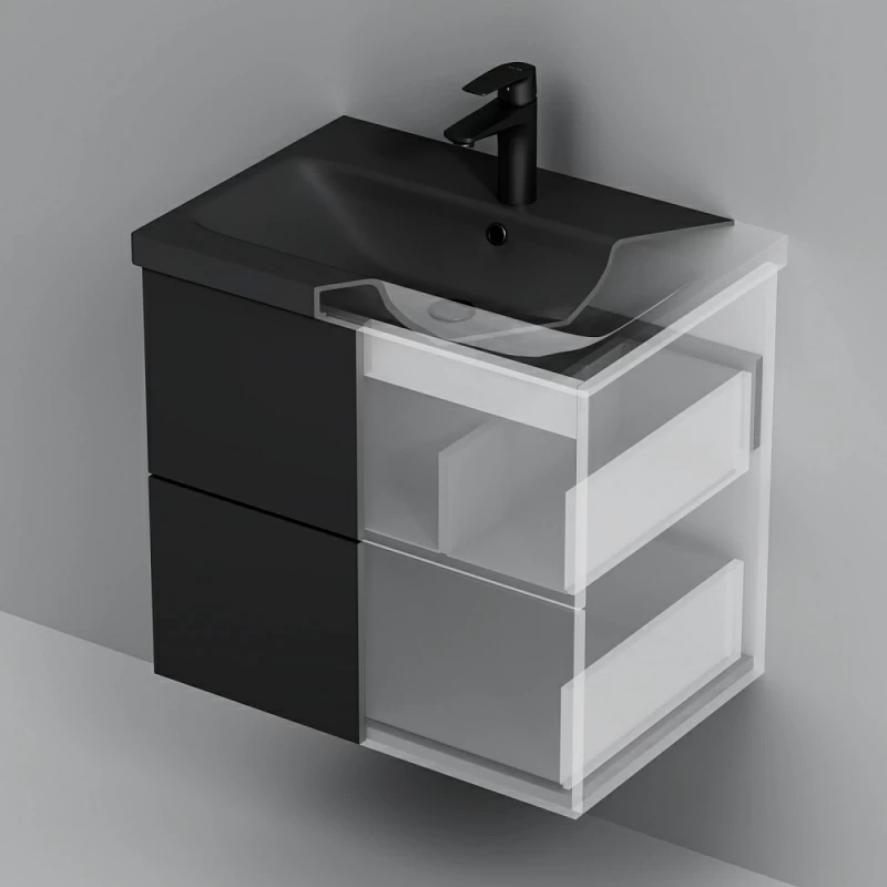 Тумба под раковину AM.PM Gem 60 подвесная, цвет черный матовый - фото 1