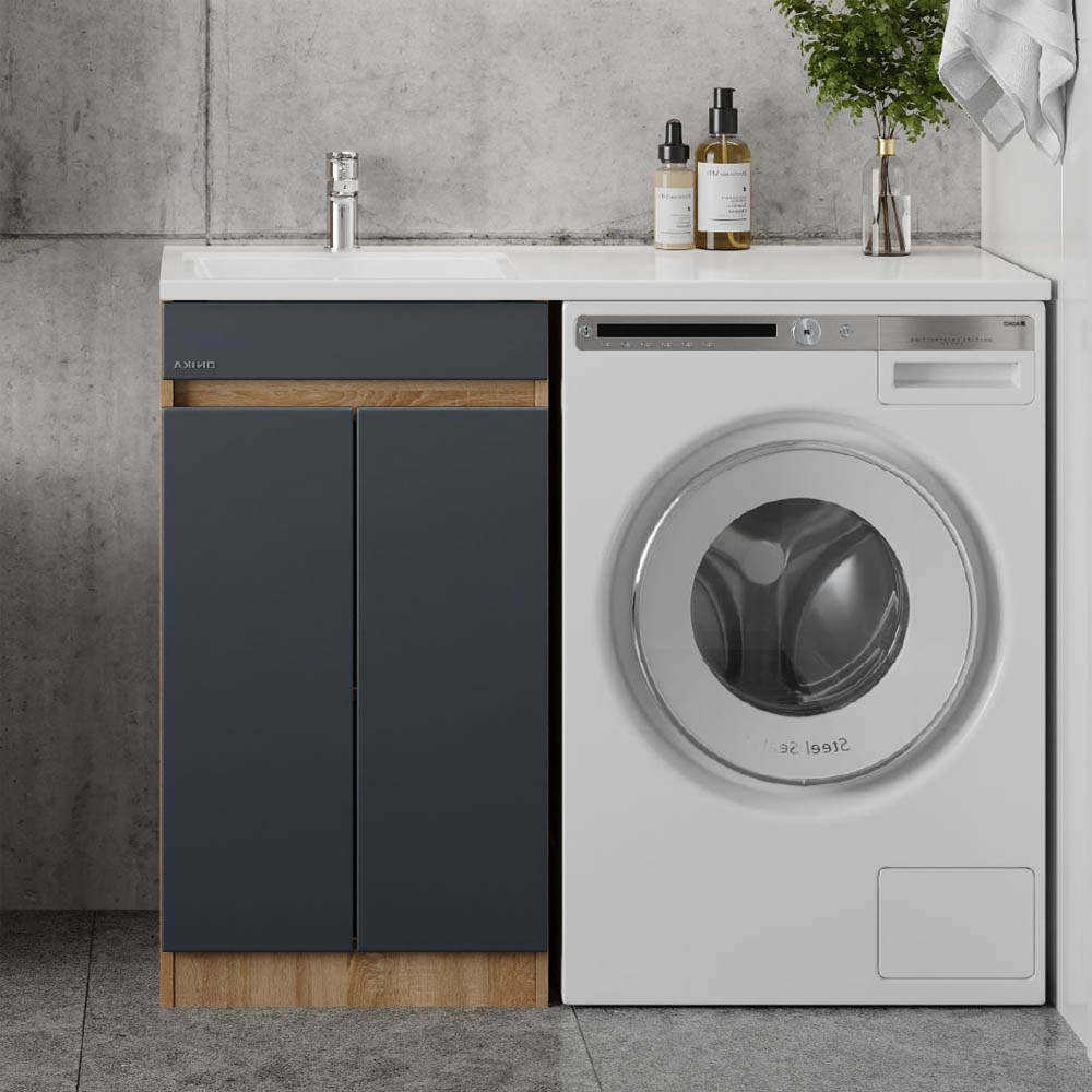 Тумба под раковину Оника Милтон Нова 48, с дверцами, цвет серый / дуб сонома - фото 1