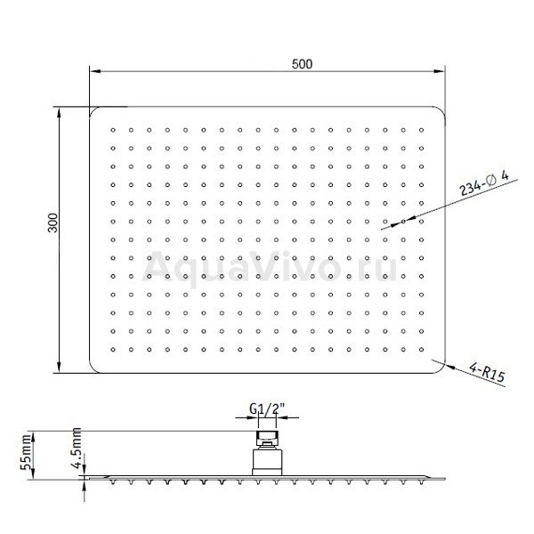 Верхний душ RGW Shower Panels SP-84, 50x30 см, цвет хром - фото 1