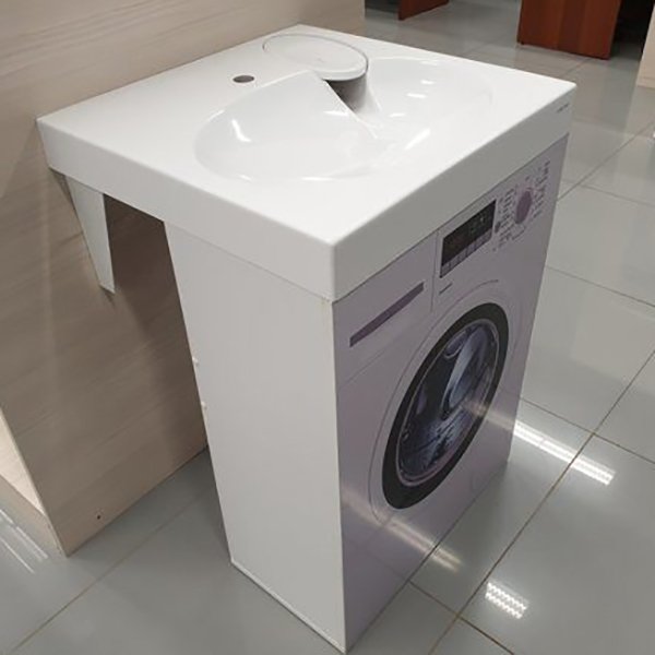 Раковина Stella Polar Миро 60x60 для установки над стиральной машиной, цвет серый - фото 1