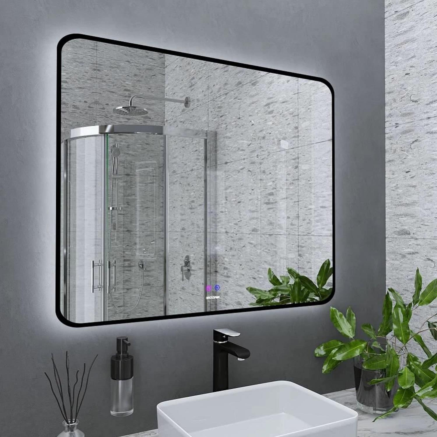 Зеркало Grossman Elegans Norma Black 100x80, с подсветкой, диммером и функцией антизапотевания, цвет черный - фото 1