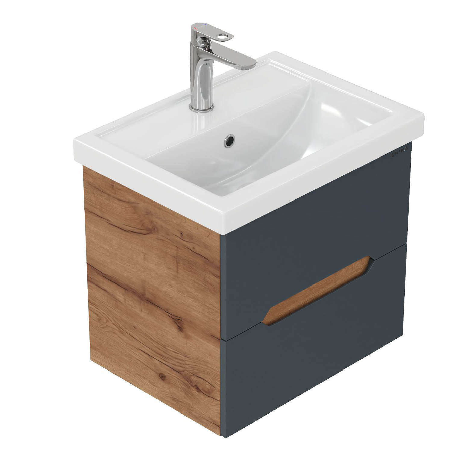 Тумба под раковину Оника Айленд 60, подвесная, цвет графит / дуб крафт золотой - фото 1