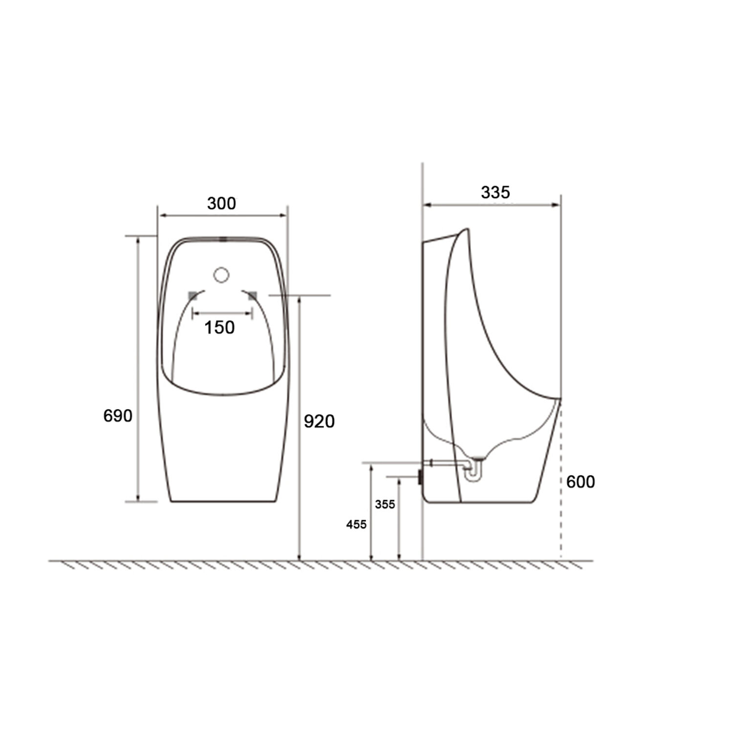 Писсуар Акватек AQ3060-S-00, с механизмом смыва, цвет белый - фото 1