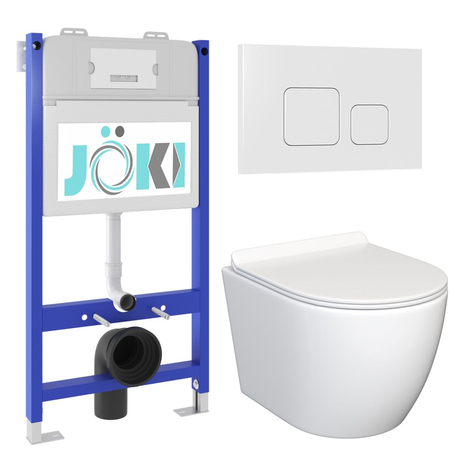 Комплект: JOKI Инсталляция JK03351+Кнопка JK021531WM белый+Stella JK1061016 унитаз белый