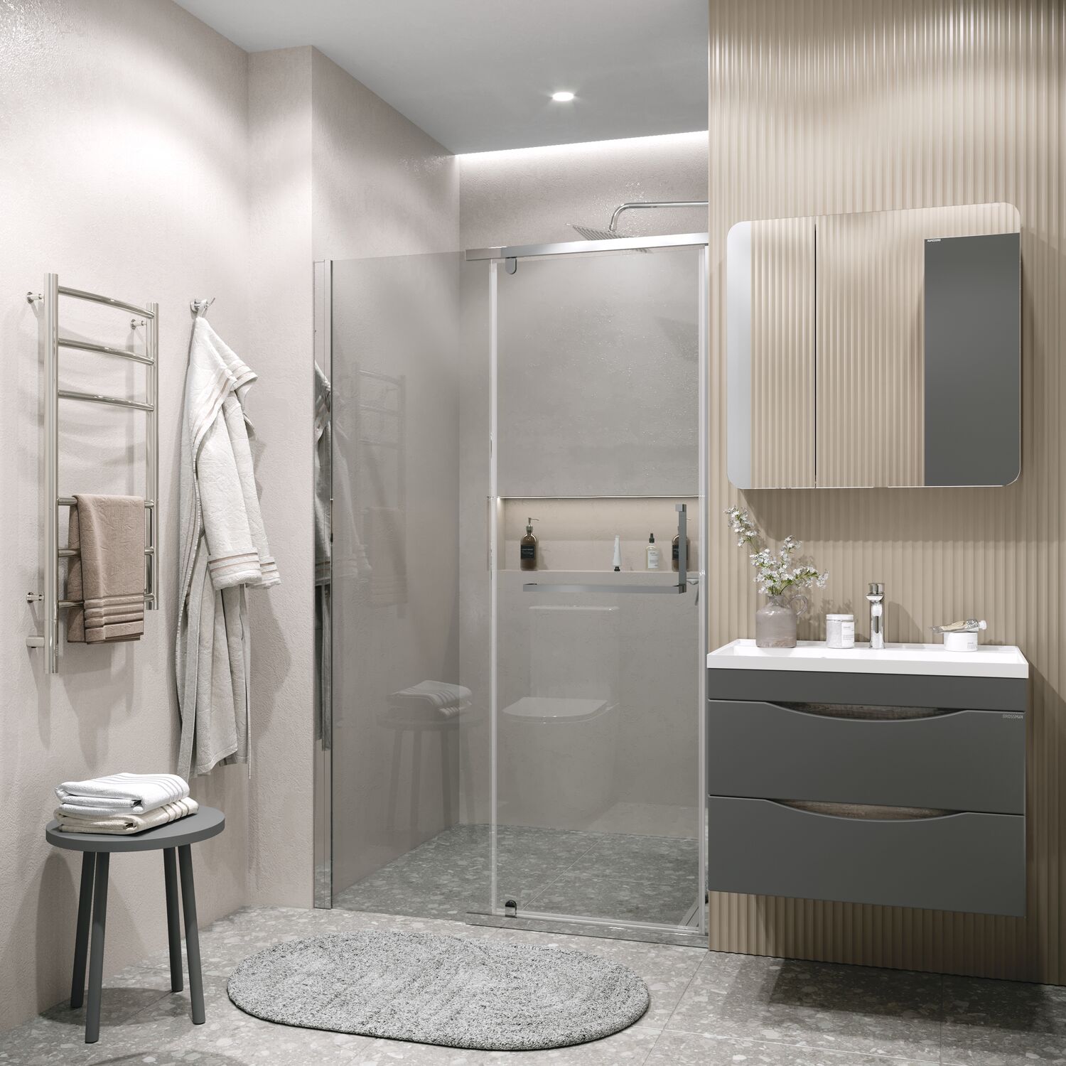 Душевая дверь Grossman Pragma 100.K33.03.110.10.00 110х195, стекло прозрачное, профиль хром - фото 1