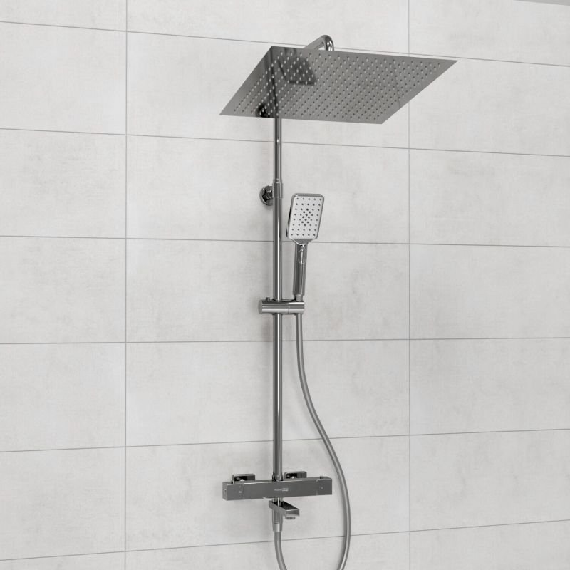 Душевая стойка WasserKRAFT A199.119.126.087.CH Thermo, с верхним душем, термостатическим смесителем, цвет хром - фото 1