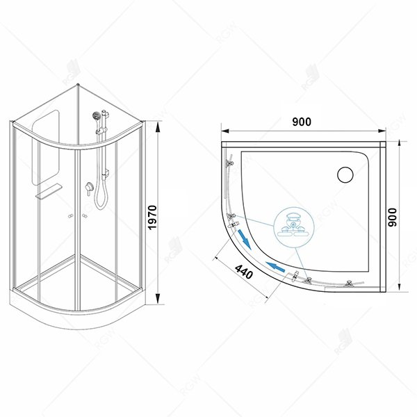 Душевая кабина RGW Andaman AN-208 90x90, стекло прозрачное, профиль хром матовый