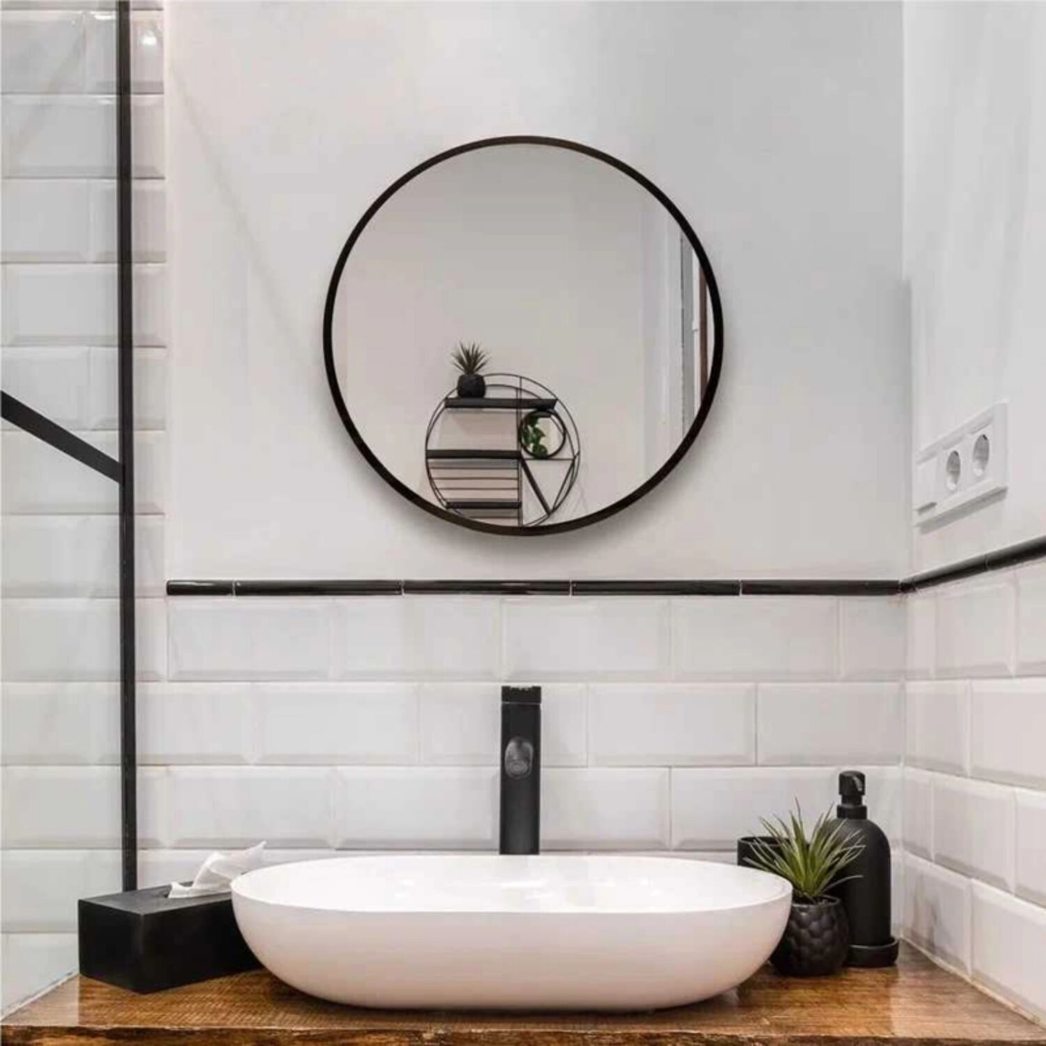 Зеркало Mixline Ренуар D40 40x40, цвет черный - фото 1