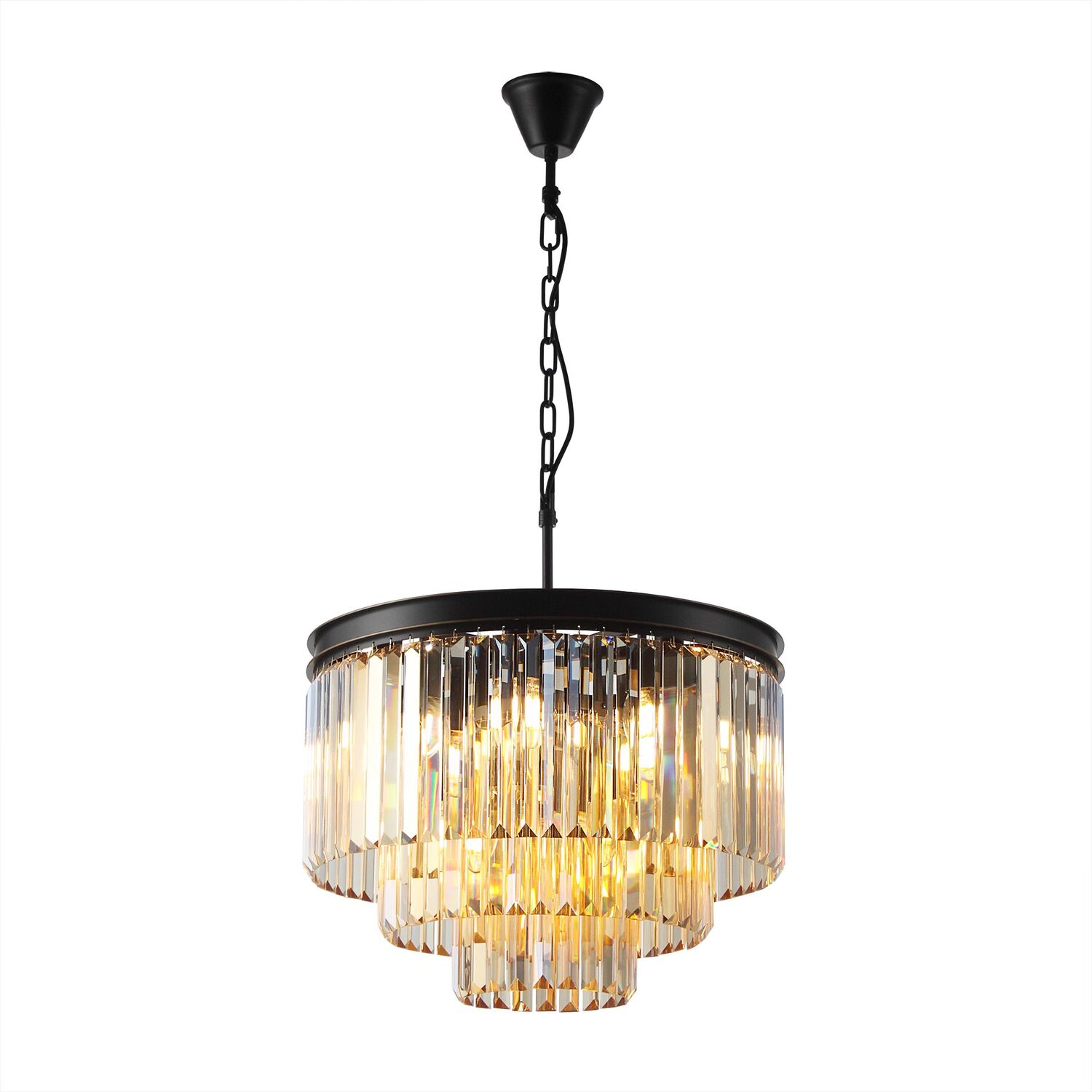 Подвесная люстра Citilux Мартин CL332132, арматура коричневая, плафоны хрусталь шампань