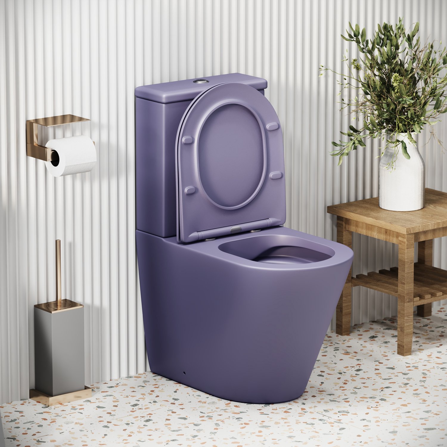 Унитаз Grossman Color GR-4480 LIMS напольный, безободковый, с сиденьем микролифт, цвет фиолетовый матовый