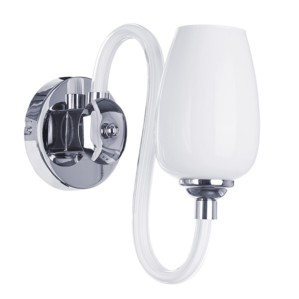 Бра Arte Lamp Lavinia A1404AP-1WH, арматура хром / белая, плафон стекло белое, 15х23 см