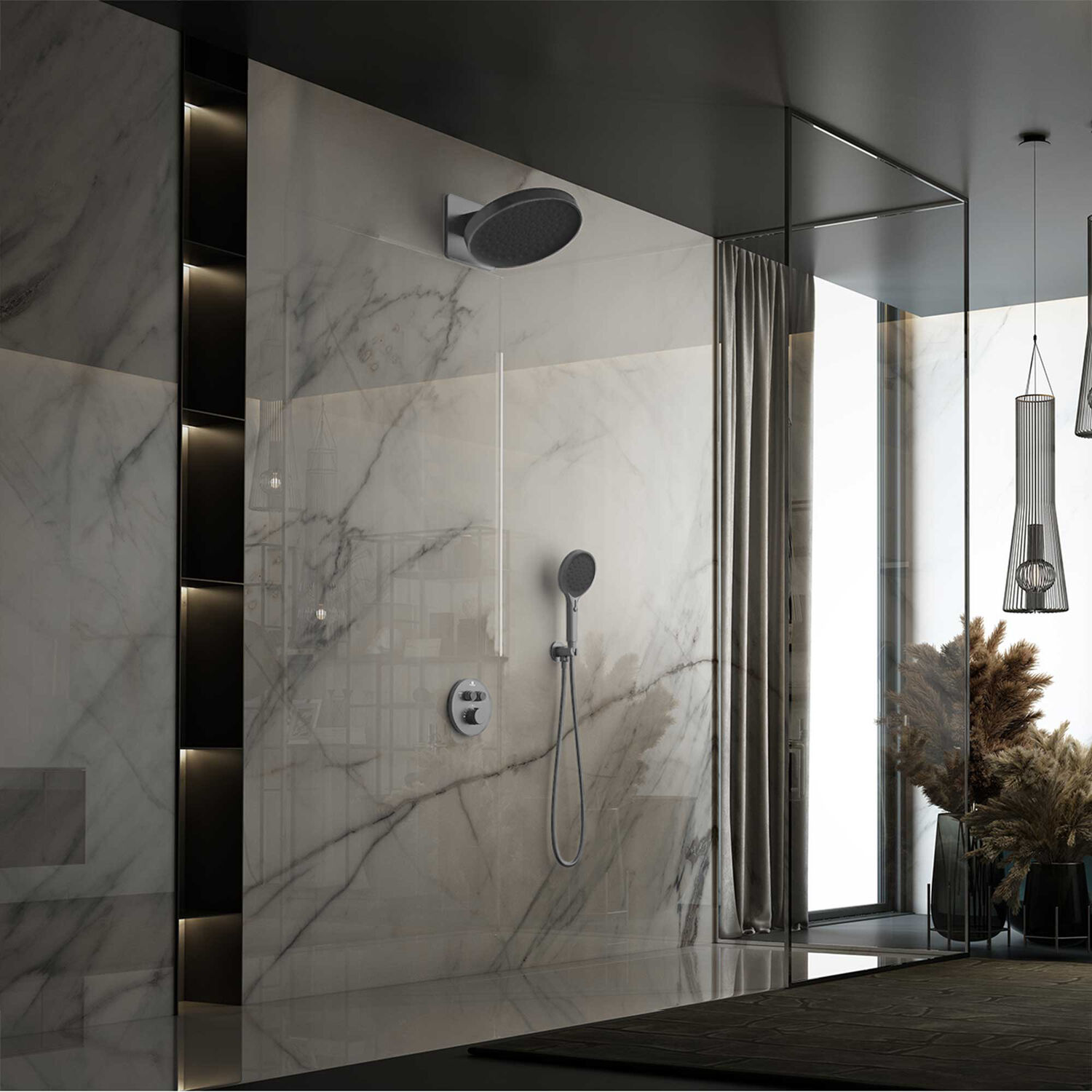 Душевой комплект Vincea Inspire VSFW-3I22MT3GM, встраиваемый, цвет вороненая сталь - фото 1