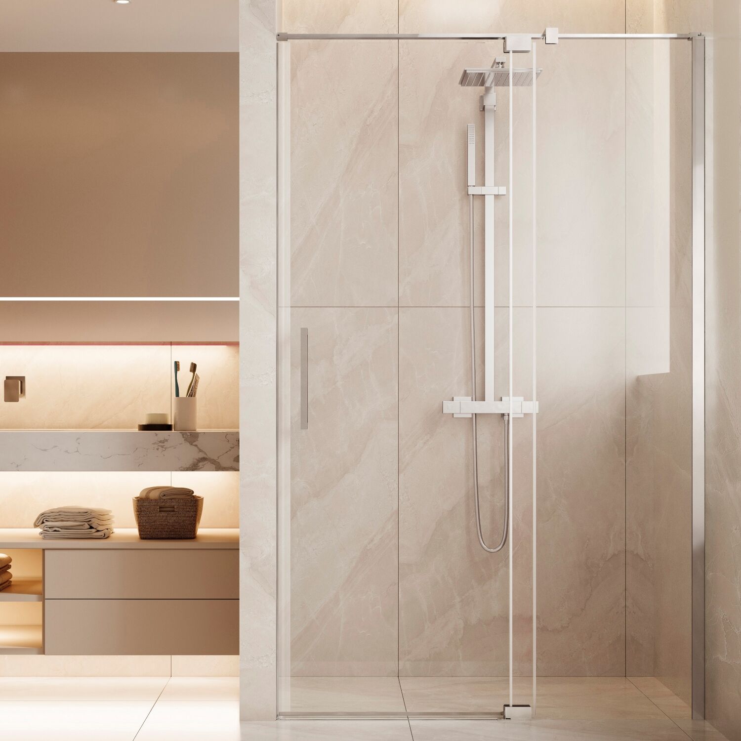 Душевая дверь Vincea Extenza VDP-4EX 110x195, стекло прозрачное, профиль хром