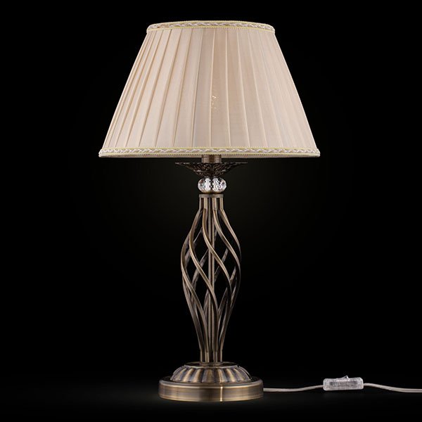 Интерьерная настольная лампа Maytoni Grace RC247-TL-01-R, арматура бронза, плафон ткань бежевая, 32х32 см